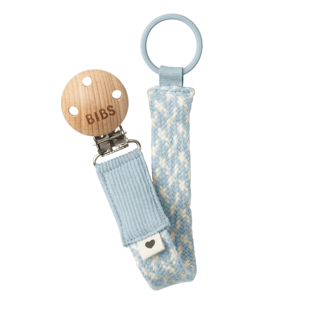 BIBS Pacifier Clip - Baby Blue/Ivory