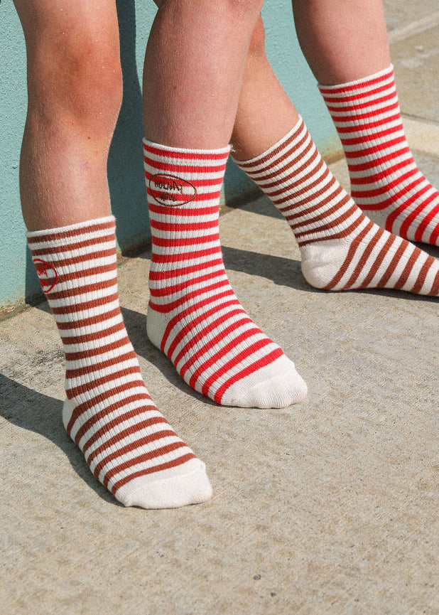 Holiday Mode Stripe Socks - Teddy