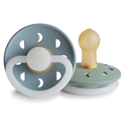 FRIGG Night Pacifier 2 Pack Latex – 0-6 months / Moon Stone Blue and Sage