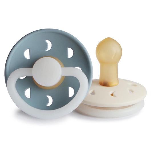 FRIGG Night Pacifier 2 Pack Latex – 0-6 months / Stone Blue and Cream