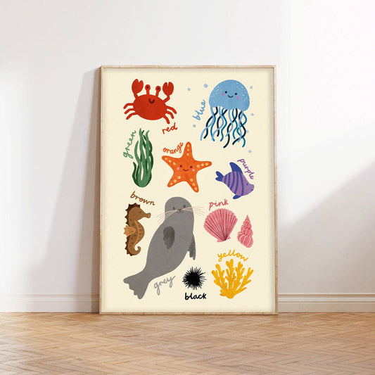Colours Underwater Print - Modern Educational Kid's Art: A4