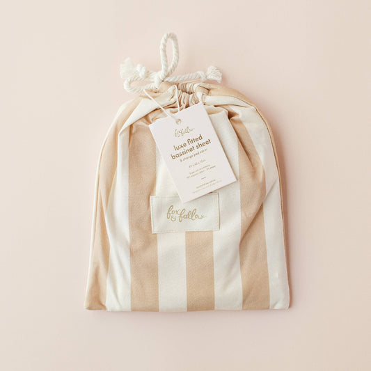 Coffee Stripe Organic Fitted Bassinet Sheet/Change Pad Cover