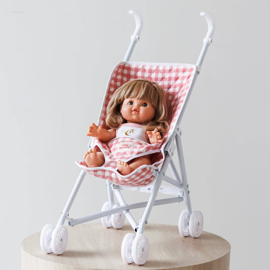 Tiny Harlow Folding Doll's Stroller - Pink Gingham