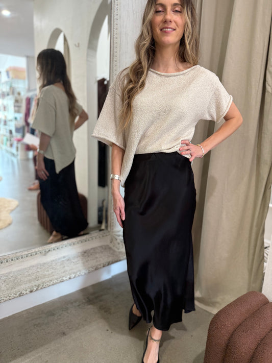 Harper Boucle Knit Top - Oat