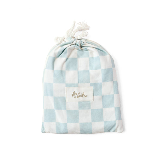 Sage Check Organic Fitted Bassinet Sheet/Change Pad Cover