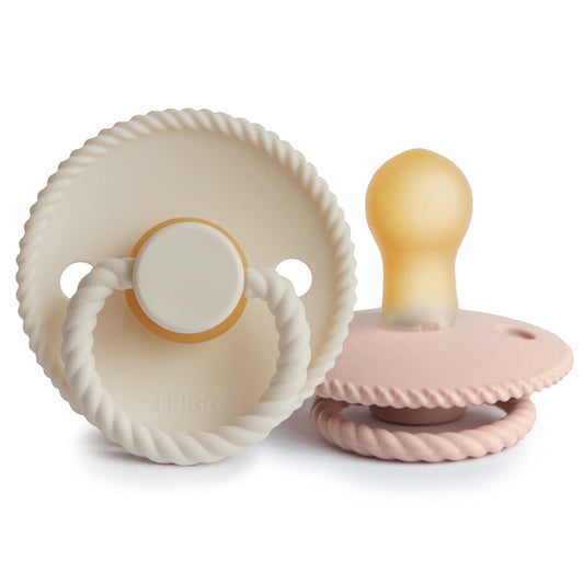 FRIGG Rope Pacifier 2 Pack Latex – 0-6 months / Cream and Blush