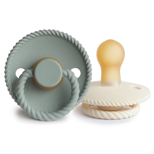 FRIGG Rope Pacifier 2 Pack Latex – 0-6 months / Sage and Cream