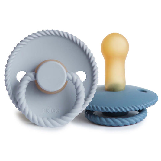 FRIGG Rope Pacifier 2 Pack Latex – 6-18 months / Powder Blue and Ocean View