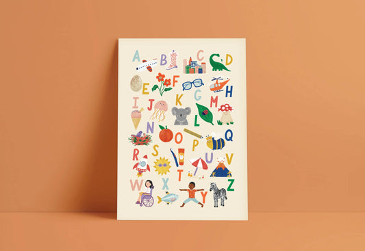 Alphabet Print - Modern Educational Kid's Wall Art: A4
