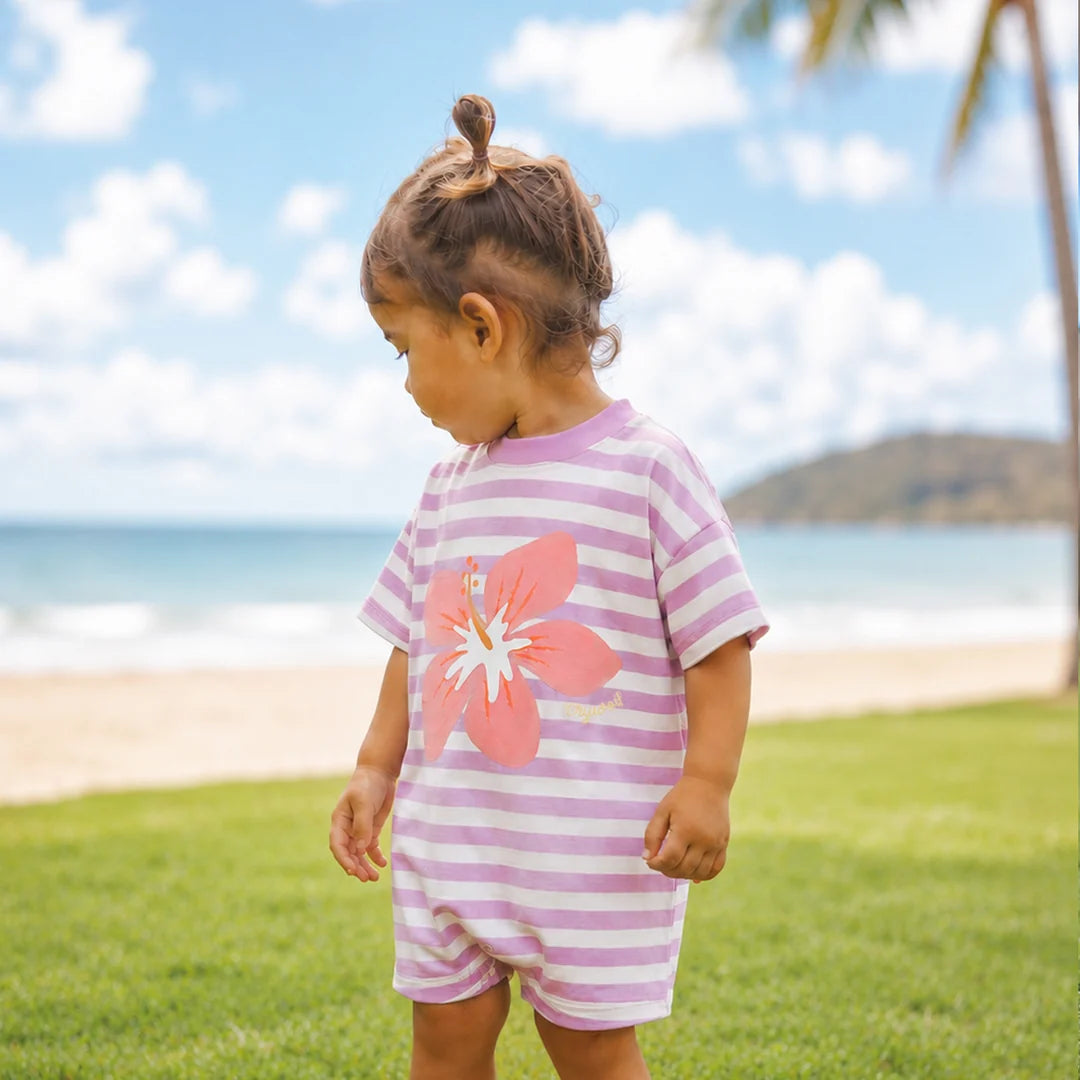 Sun Smart Romper - Hibiscus Stripe