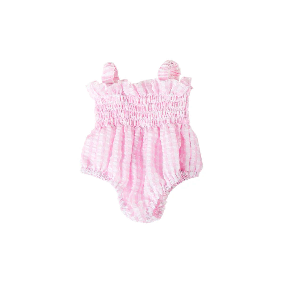 Olivia Smock Bubble Doll Romper fits 34-38cm Dolls - Gingham Pink