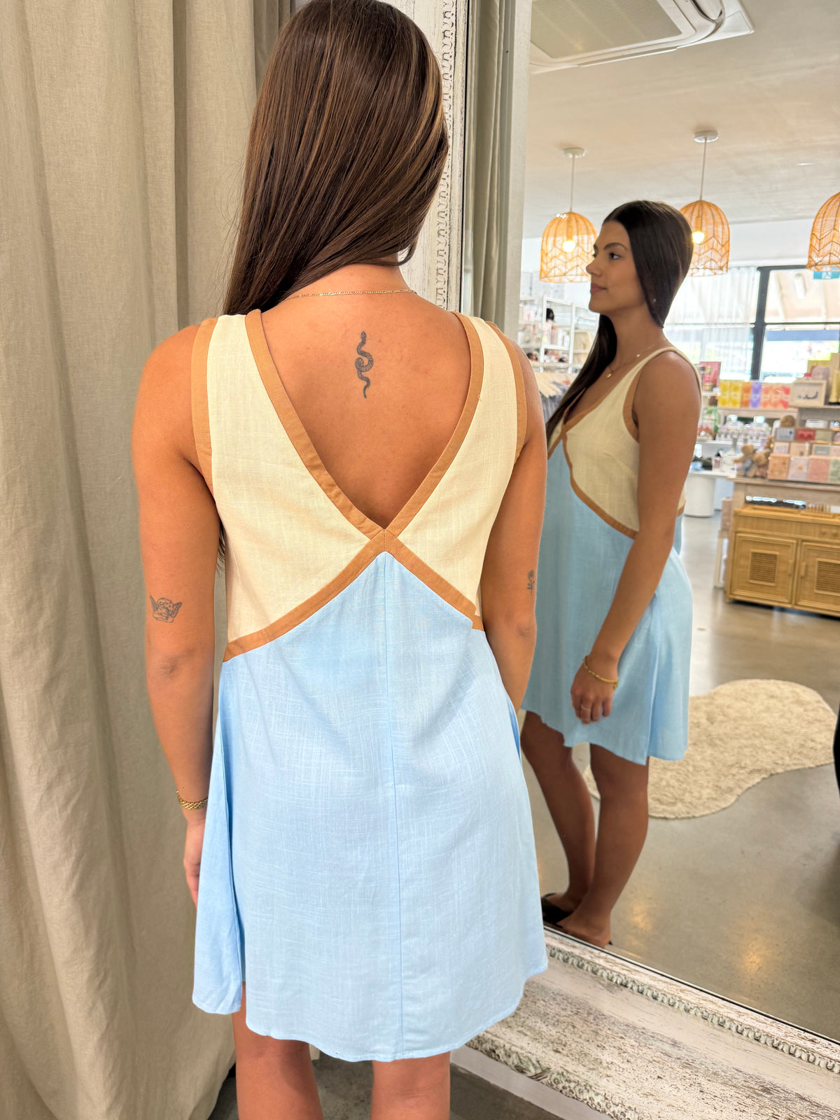 ODETTE CONTRAST MINI DRESS