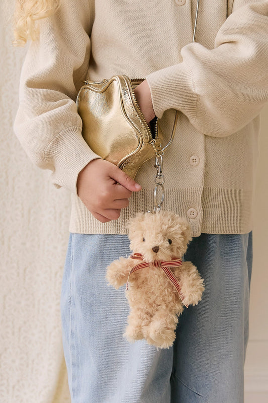 Snuggle Bunnies - Arthur Keychain with Red Stripe Bow