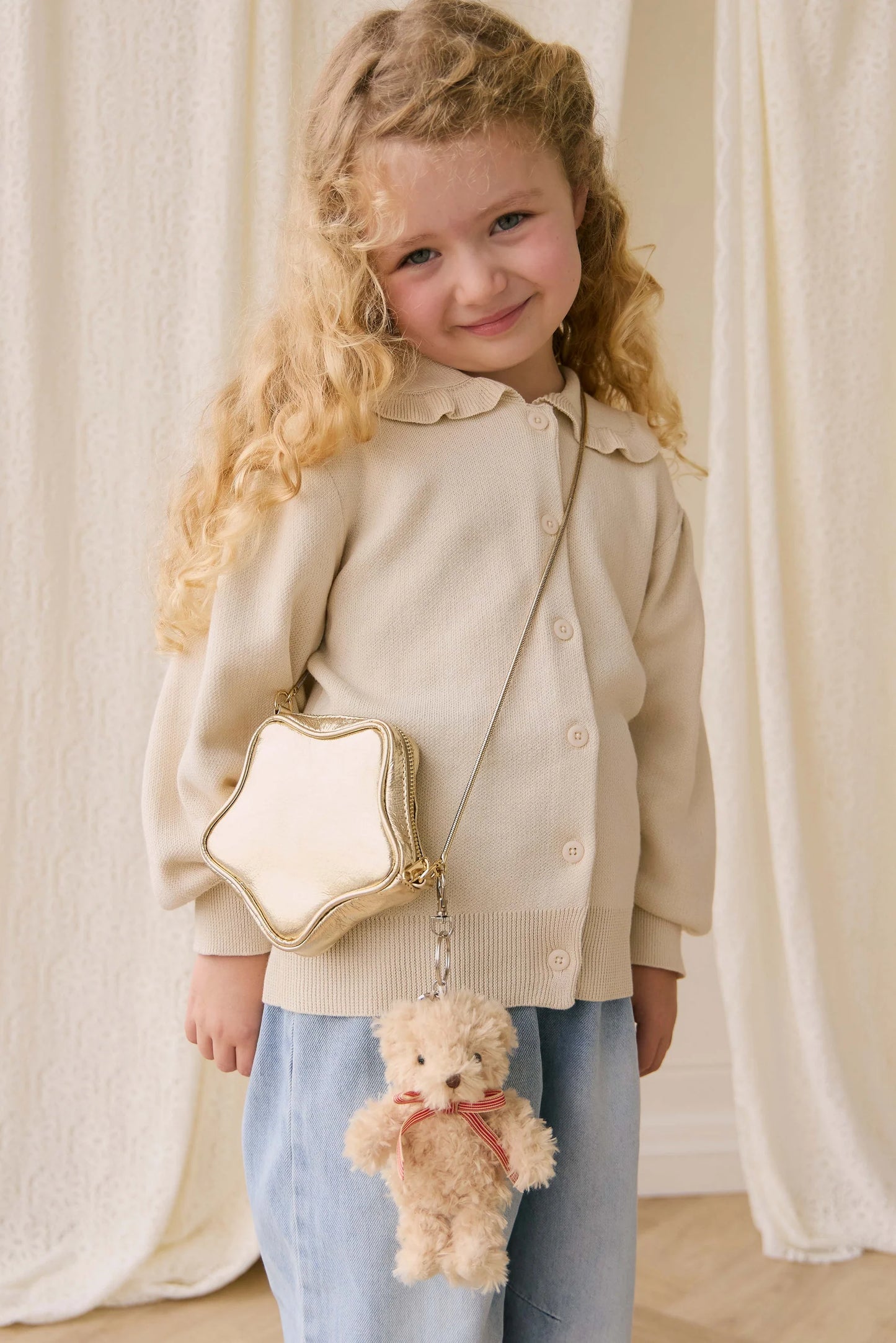 Snuggle Bunnies - Arthur Keychain with Red Stripe Bow