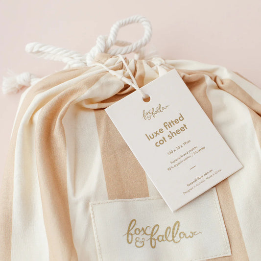 Coffee Stripe Organic Fitted Cot Sheet