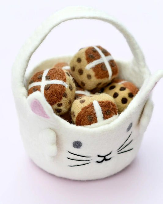 Felt Easter Egg Hunt Basket (White Bunny)