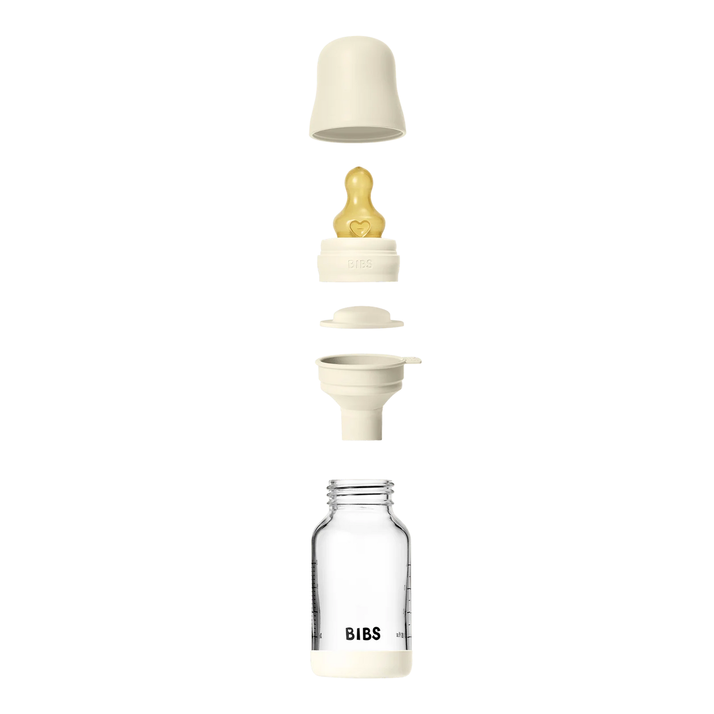 BIBS Glass Bottle Complete Set (2 Pack) 120ml Latex - Ivory