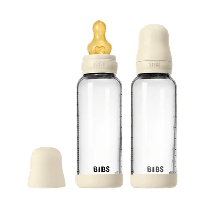 BIBS Glass Bottle Complete Set (2 Pack) 240ml Latex - Ivory