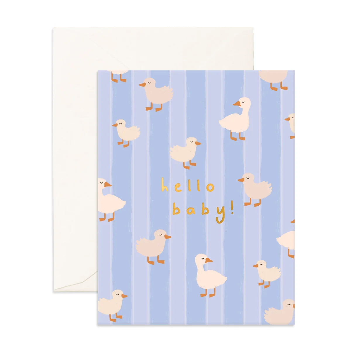 Hello Baby Ducks Blue Greeting Card