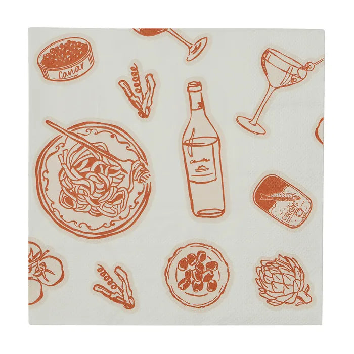 Taormina 20pk 3 Ply 33cm Napkin - Red/Nude