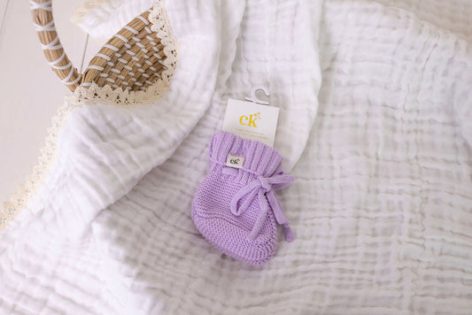 Baby Knit Booties - Lilac