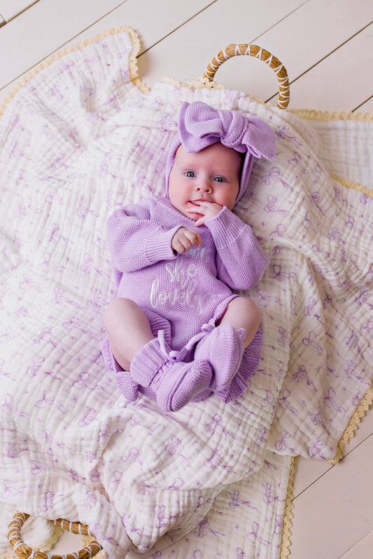 Isn't She Lovely Knit Romper - Lilac