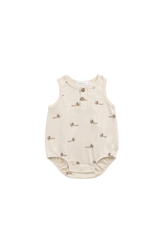 Pima Cotton Archie Playsuit - Fly High Vanilla Cream