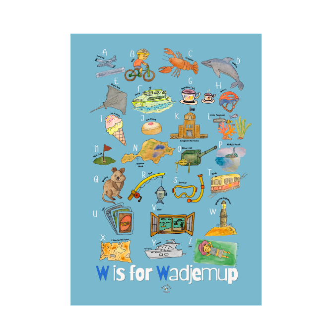 A4 Rottnest Alphabet Print- 'Basin Blue'