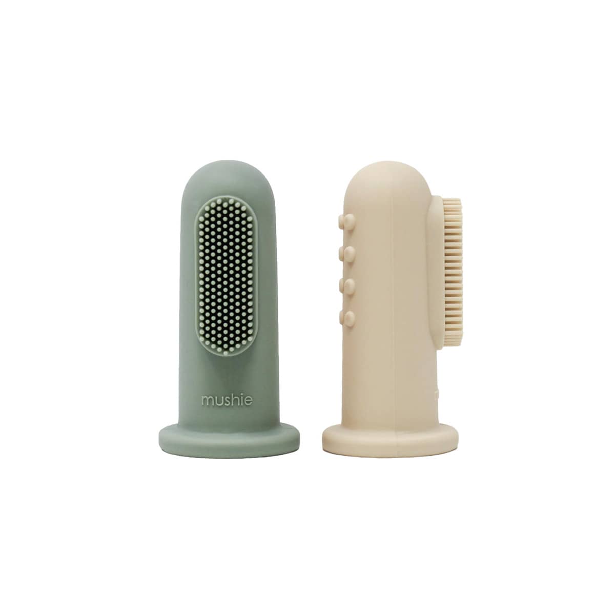 Mushie Finger Toothbrush - Shifting Sand & Cambridge Blue