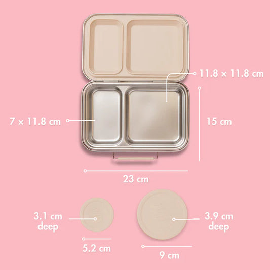 Nudie Rudie Five Compartment Leakproof Stainless Steel Lunch Box (Oatmeal seal and lids)