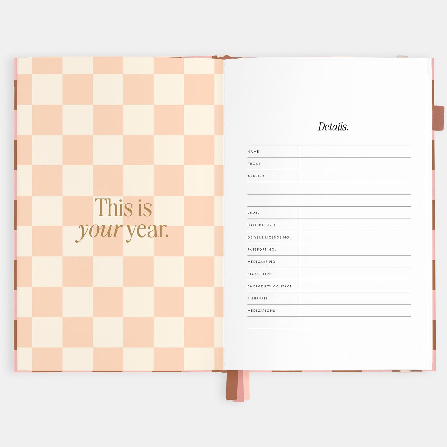 2026 A5 Vertical Planner - Rose Check