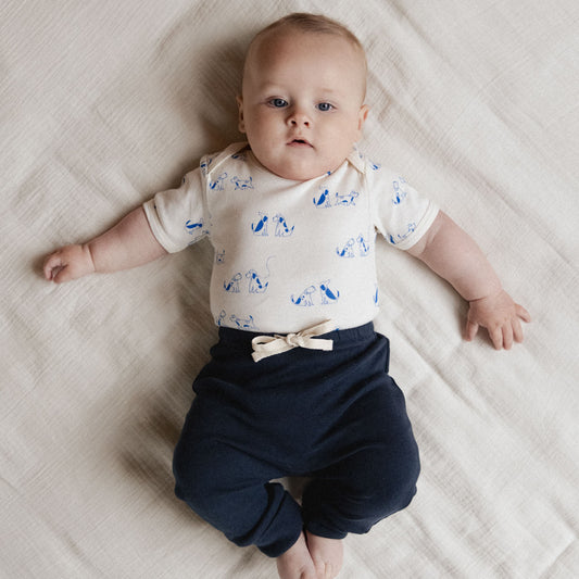 Short Sleeve Bodysuit- Dog Walk Print