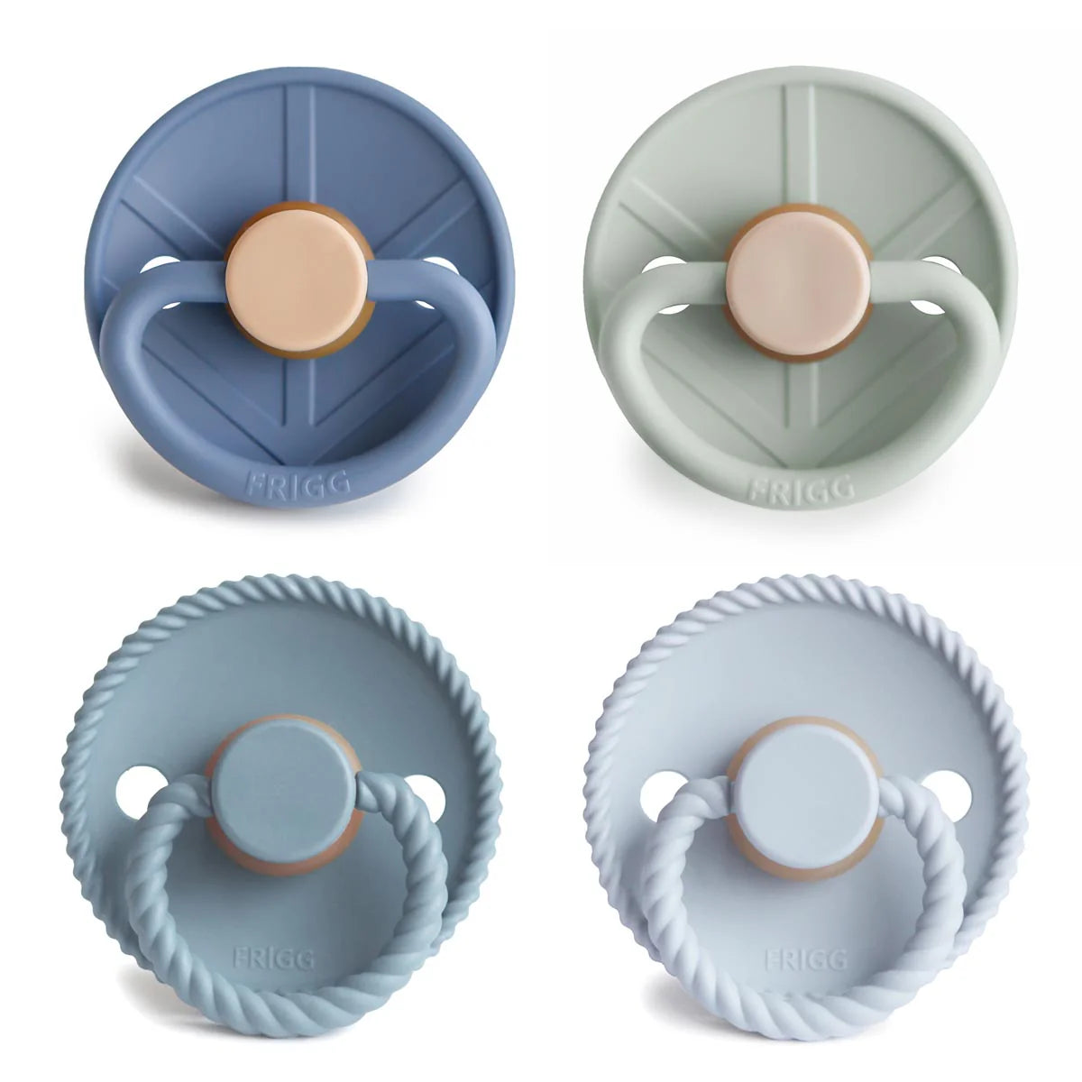 FRIGG Multi Pacifier 4 Pack Latex – 6-18 months / Skyline Serenity