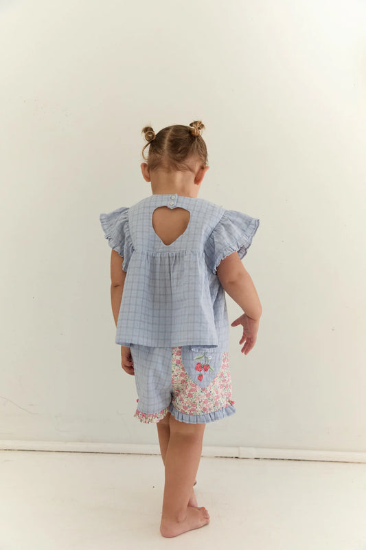 Daisy Blouse - Sky Gingham