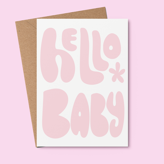 Hello Baby Pink | baby shower card, cute, newborn