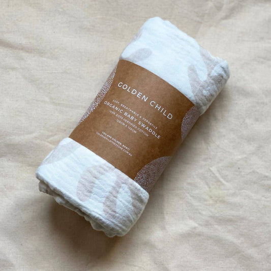 Marine Dream Organic Cotton Baby Swaddle - Stone