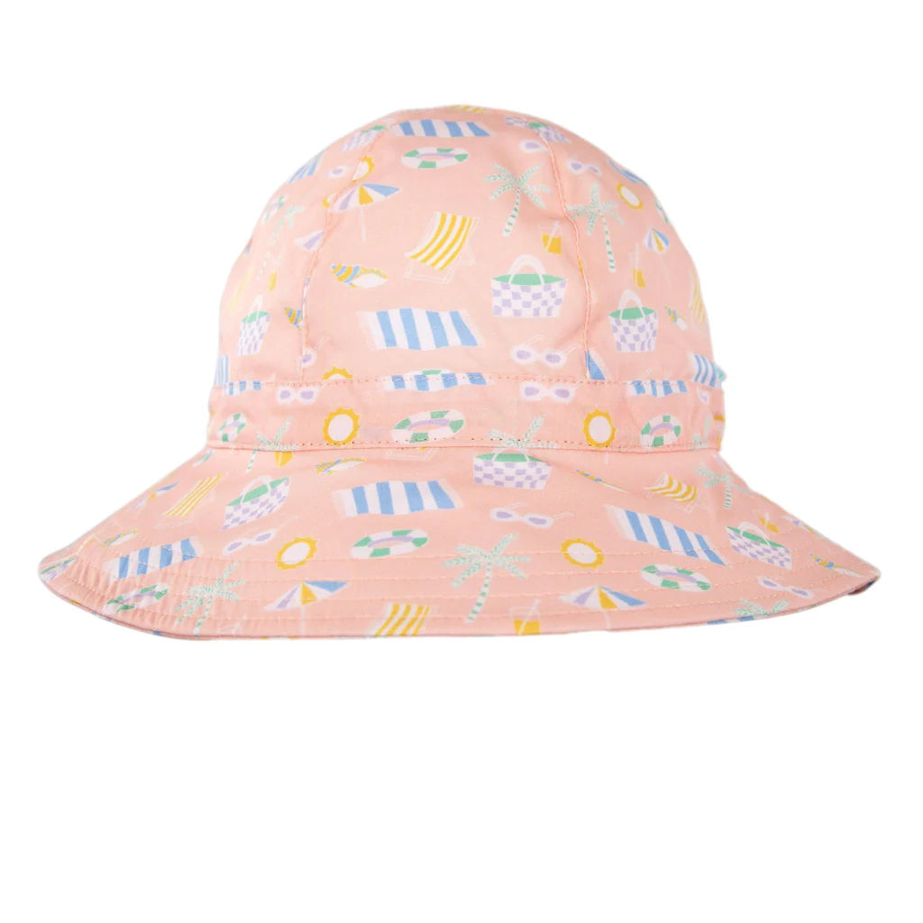 Beach Club Wide Brim Sun Hat - Peach & Multi
