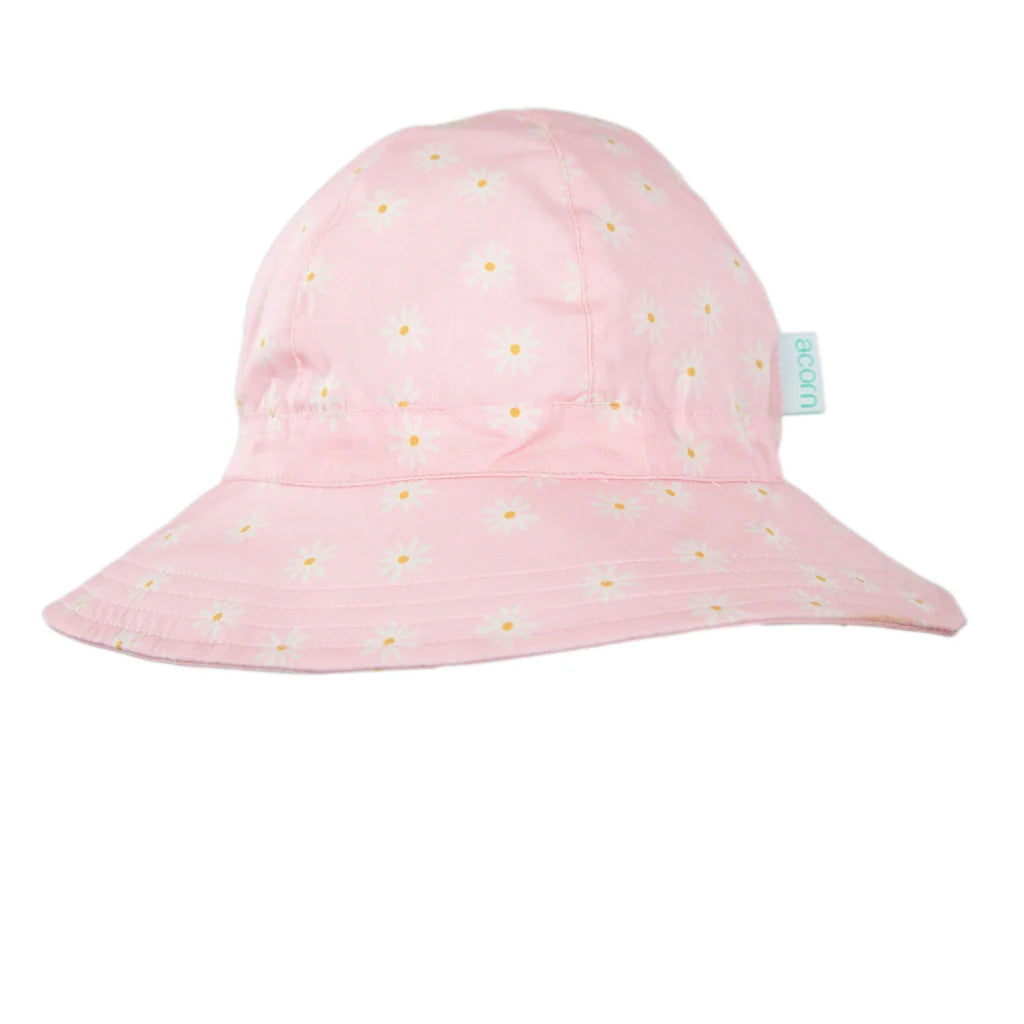 Daisy Fields Wide Brim Infant Hat Pink and Cream