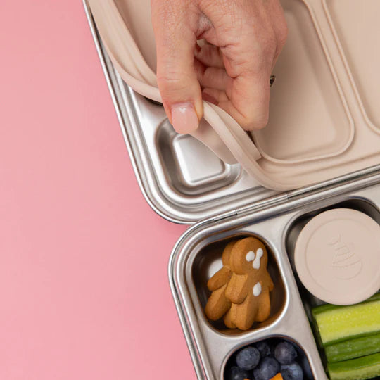 Nudie Rudie Five Compartment Leakproof Stainless Steel Lunch Box (Oatmeal seal and lids)