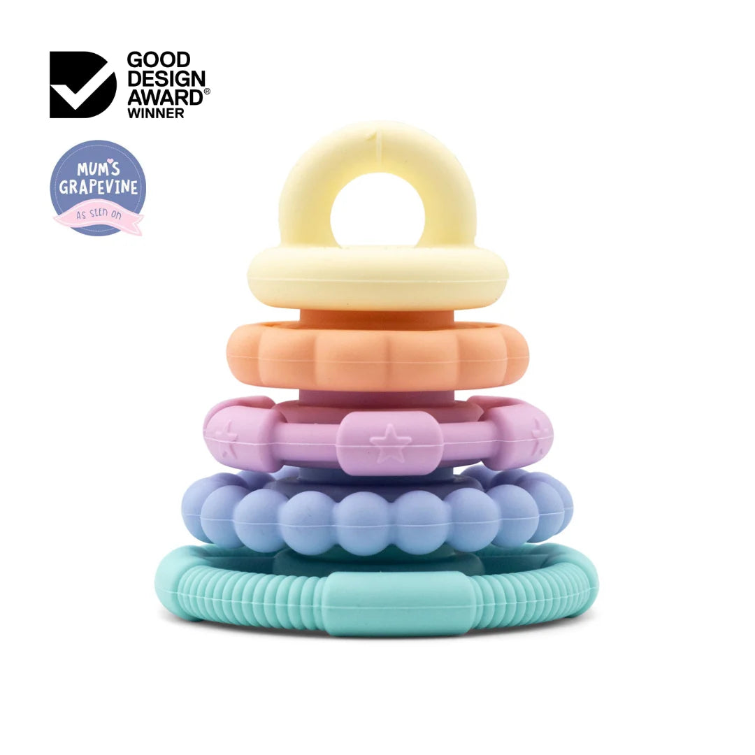 Rainbow Stacker and Teether Toy - Rainbow Pastel