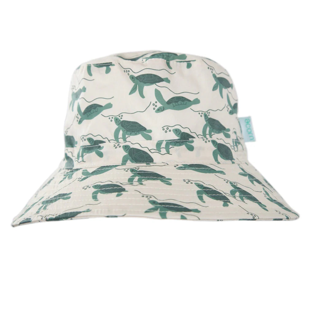 Turtles Wide Brim Bucket Hat Natural & Green