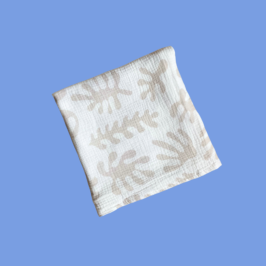 Marine Dream Organic Cotton Baby Swaddle - Stone