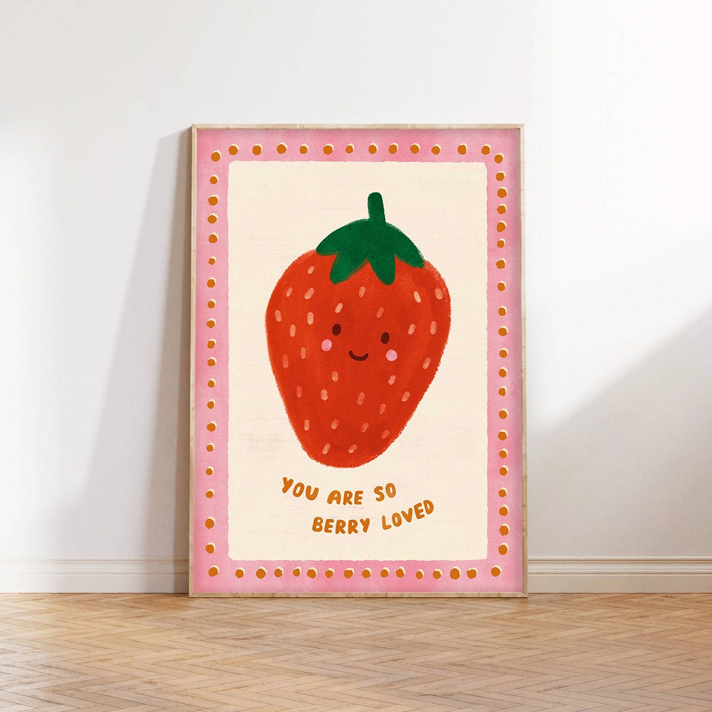 Berry Loved Strawberry Print - Kids Modern Art Gift Decor: A4