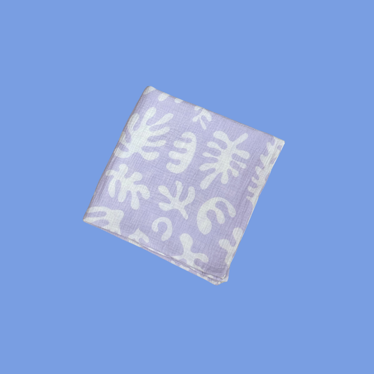 Marine Dream Organic Cotton Baby Swaddle - Lilac