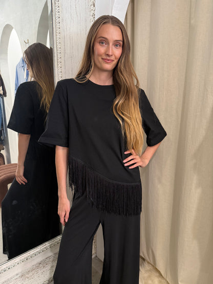 PENELOPE FRINGE TEE - MIDNIGHT