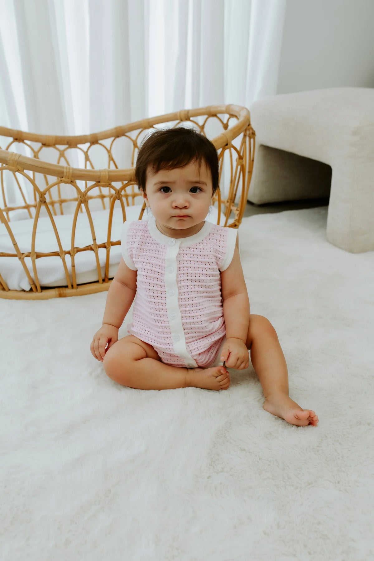 Breezy Knit Romper Pink Coral