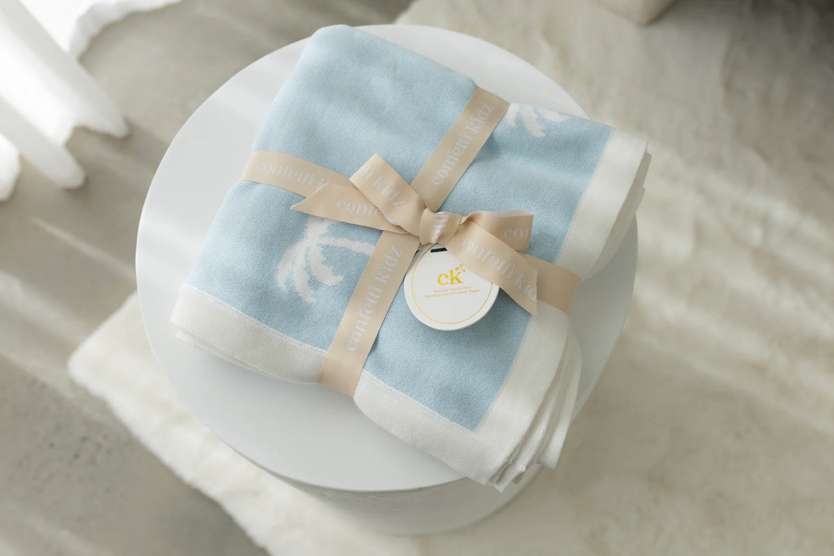 Reversible Knit Blanket | Ocean Palms