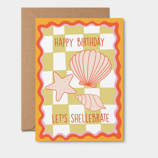 Happy Birthday Let’s Shellebrate: card cute shell aesthetic