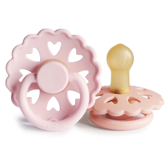 FRIGG Fairytale Pacifier 2 Pack Latex – 0-6 months / White Lilac and Pretty in Peach