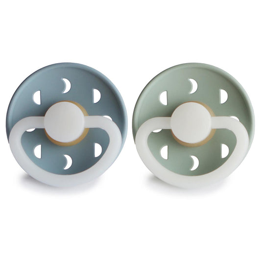 FRIGG Night Pacifier 2 Pack Latex – 0-6 months / Moon Stone Blue and Sage